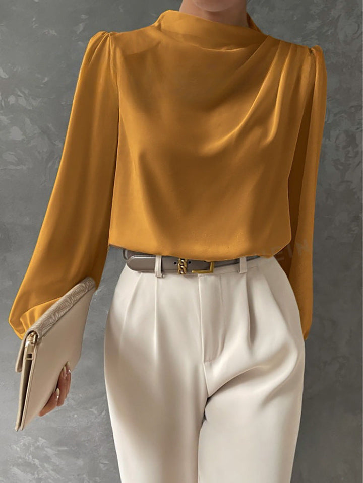Natalie | Elegant Draped Long-Sleeve Blouse