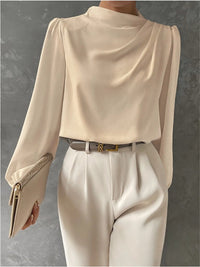 Natalie | Elegant Draped Long-Sleeve Blouse