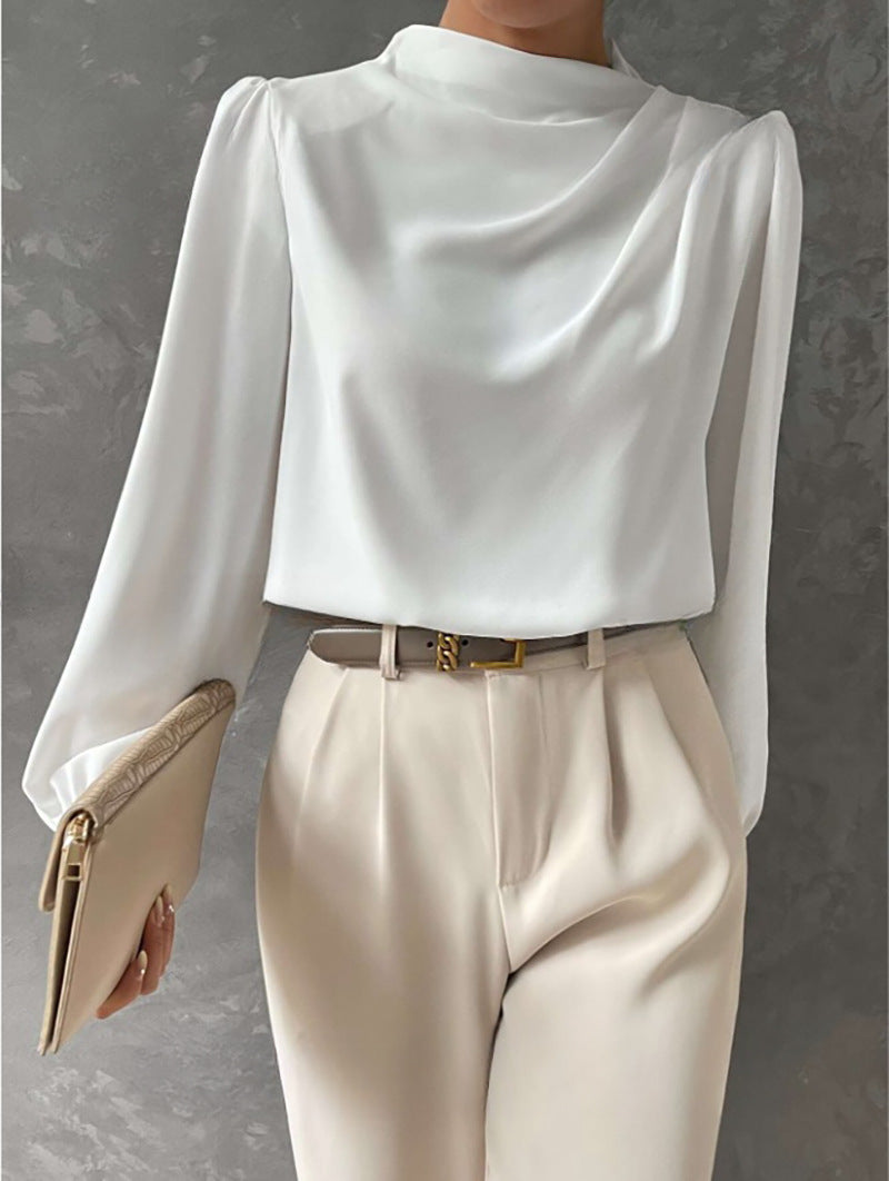 Natalie | Elegant Draped Long-Sleeve Blouse