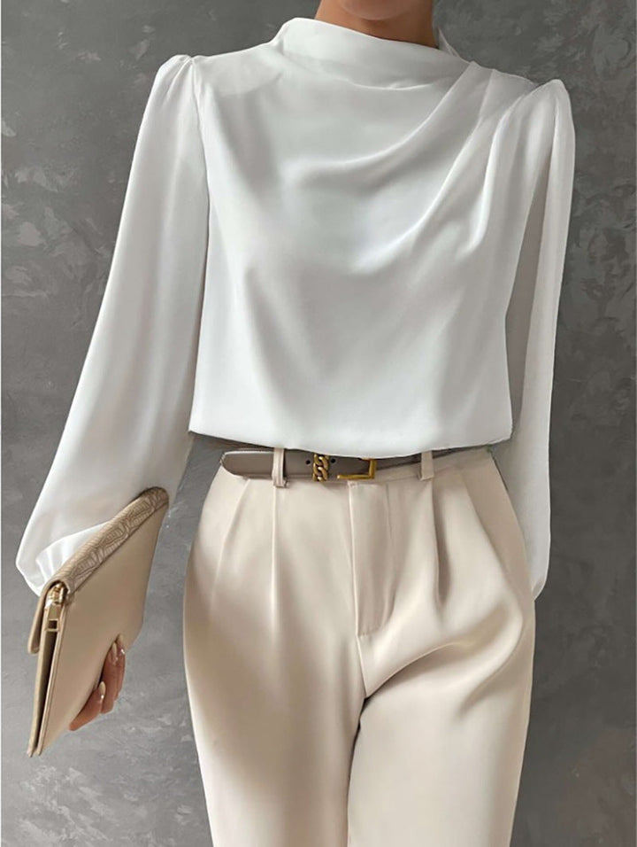 Natalie | Elegant Draped Long-Sleeve Blouse