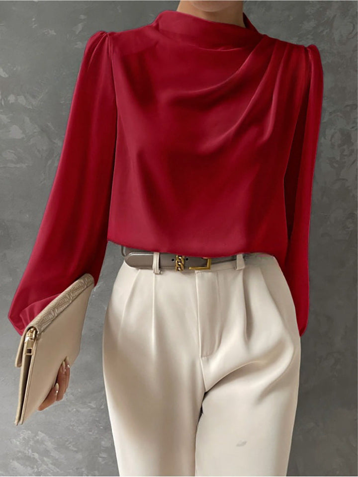 Natalie | Elegant Draped Long-Sleeve Blouse