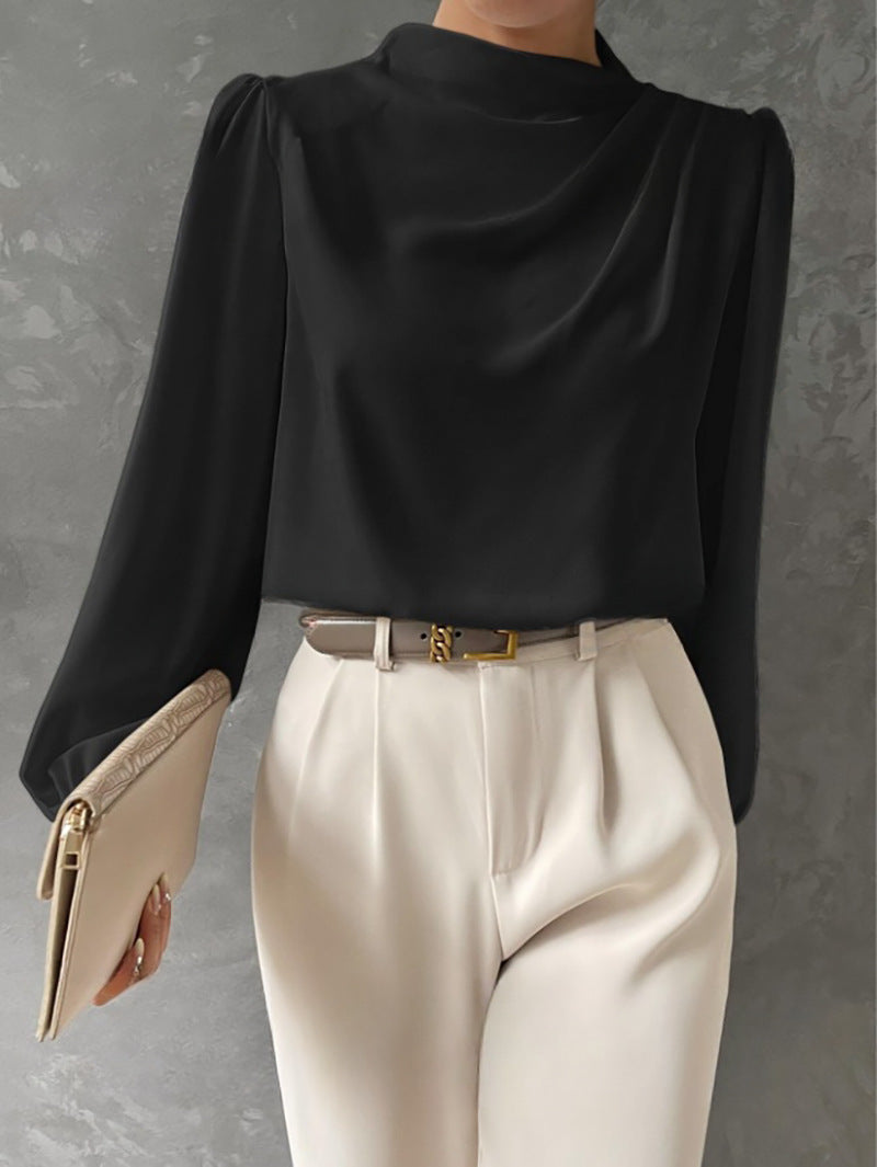 Natalie | Elegant Draped Long-Sleeve Blouse
