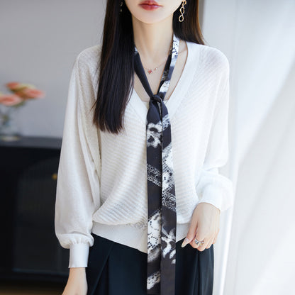 Women's Linen-Blend V-Neck Cardigan