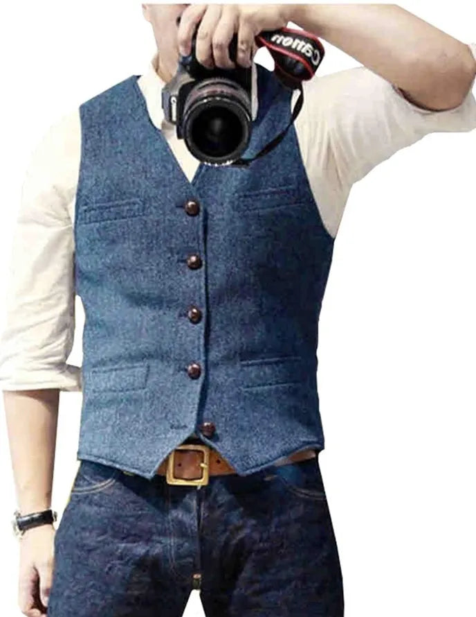 Bill | Classic Herringbone Tweed Waistcoat