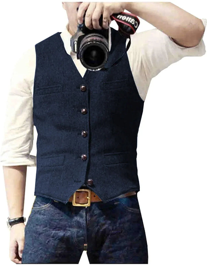 Bill | Classic Herringbone Tweed Waistcoat