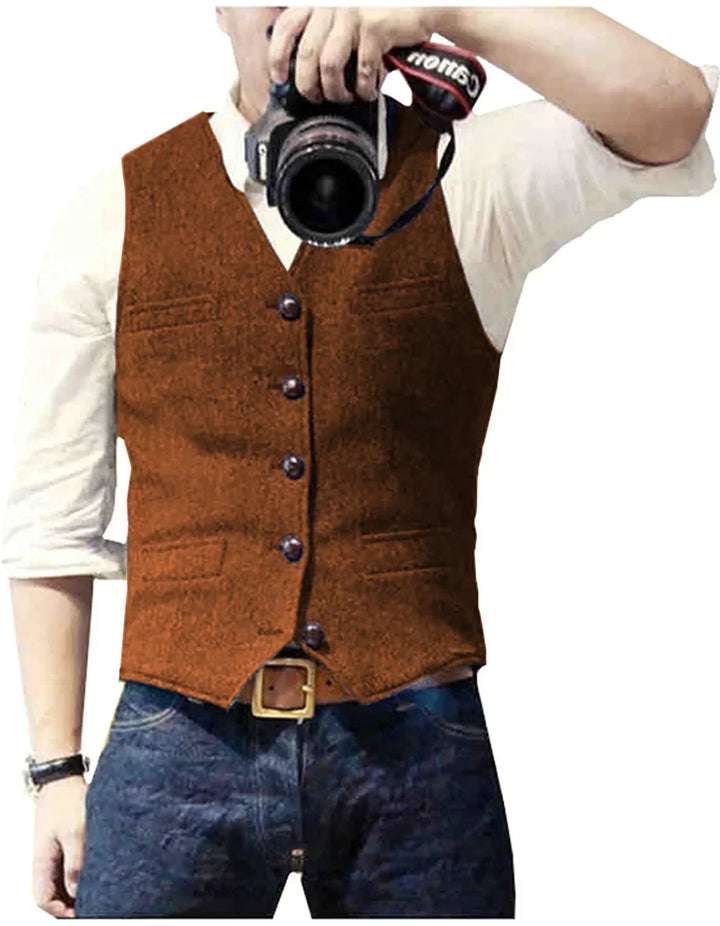 Bill | Classic Herringbone Tweed Waistcoat