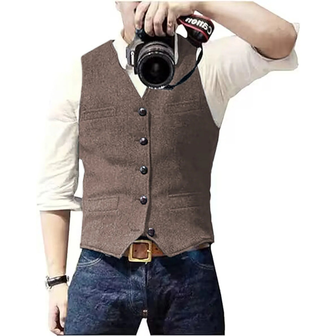Bill | Classic Herringbone Tweed Waistcoat