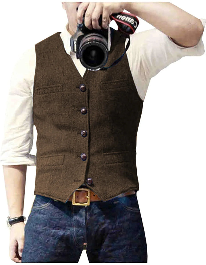 Bill | Classic Herringbone Tweed Waistcoat