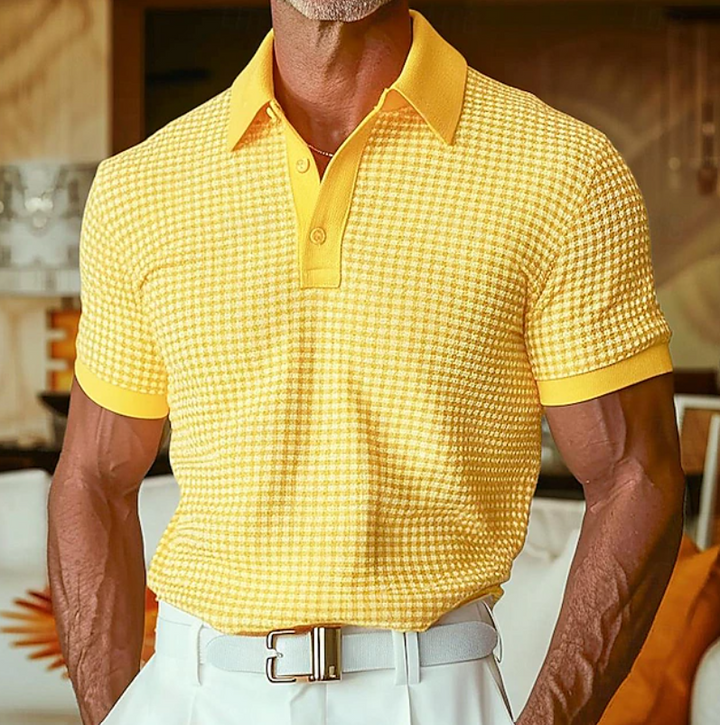 Brett | Casual Textured Waffle Collar Shirt