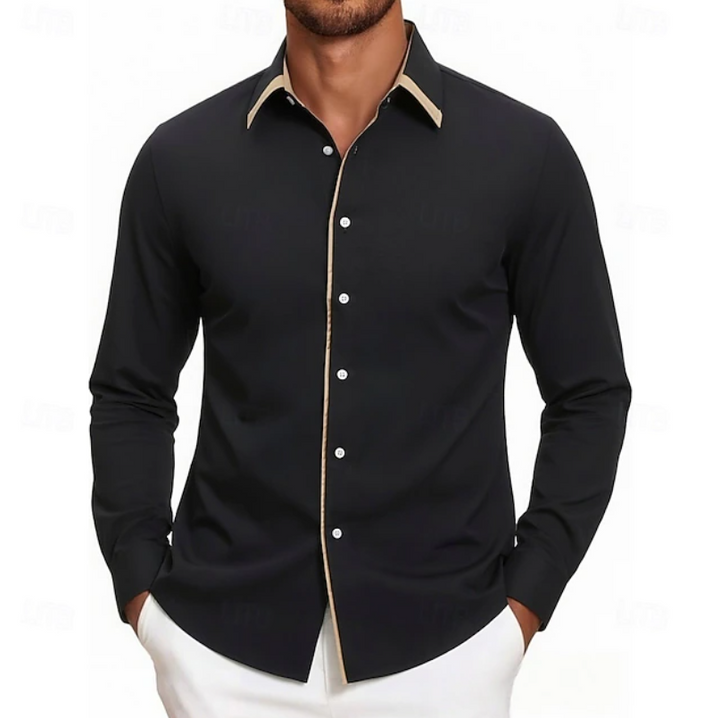 Ruben | Contrast Trim Long Sleeve Shirt