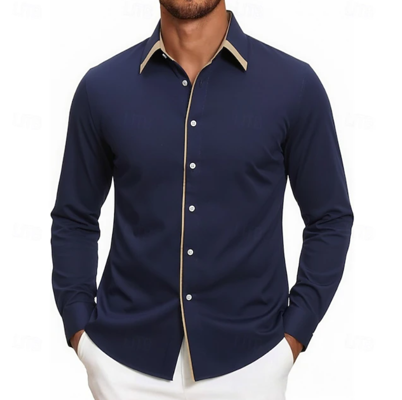 Ruben | Contrast Trim Long Sleeve Shirt