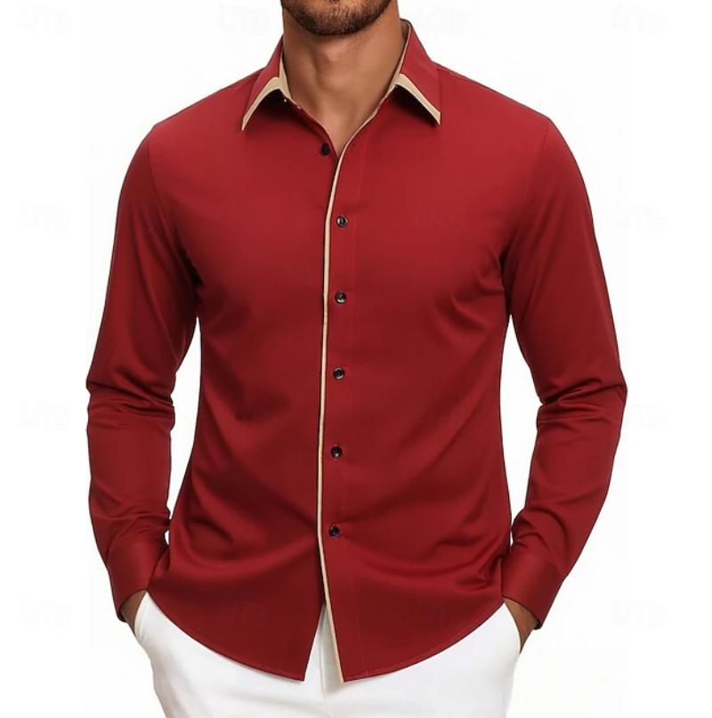 Ruben | Contrast Trim Long Sleeve Shirt