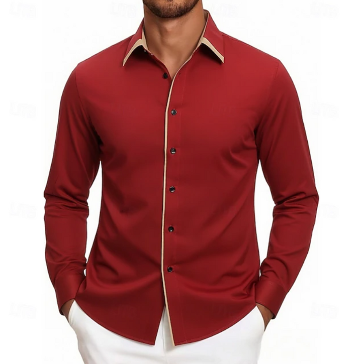 Ruben | Contrast Trim Long Sleeve Shirt