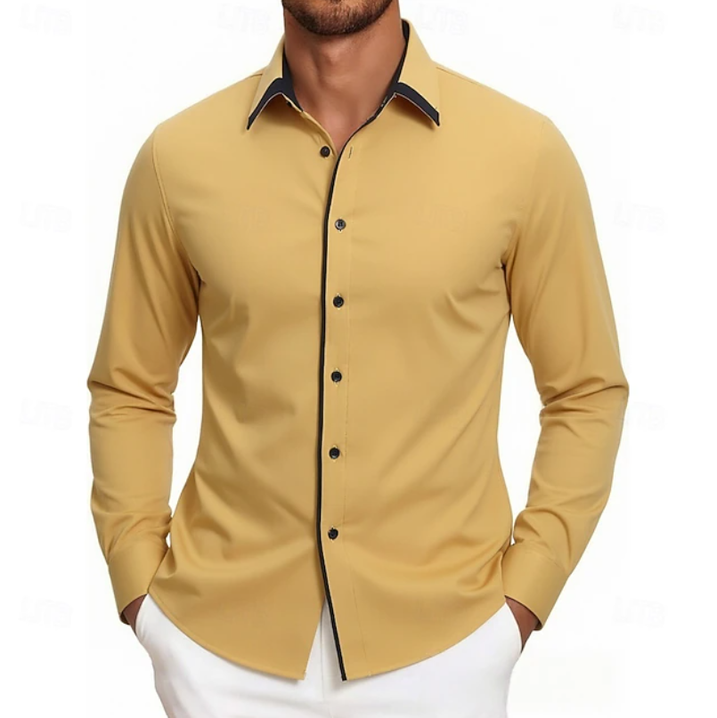 Ruben | Contrast Trim Long Sleeve Shirt