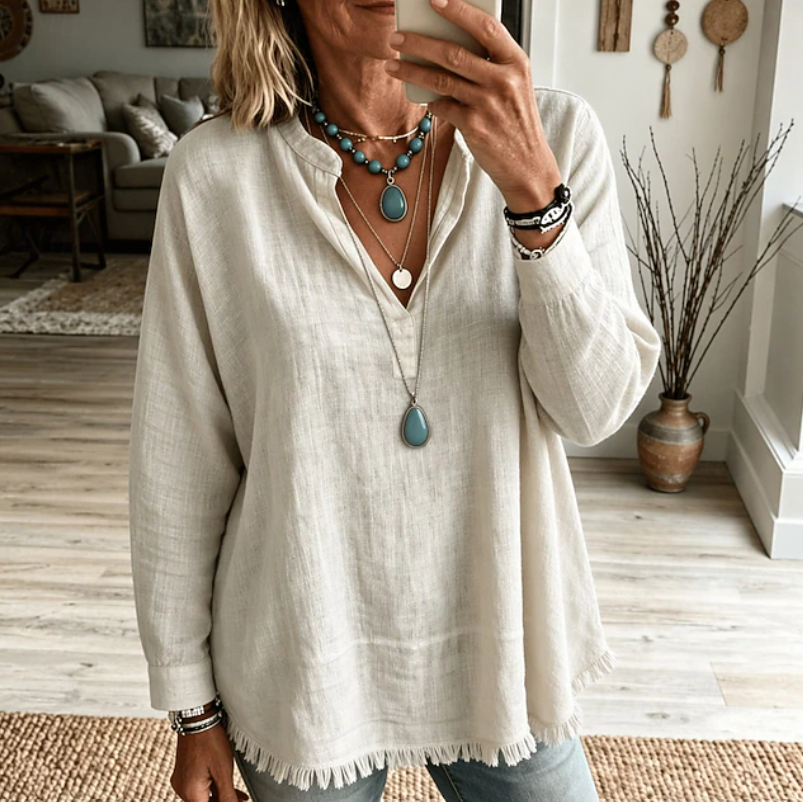Jada | Relaxed V-Neck Tunic Blouse