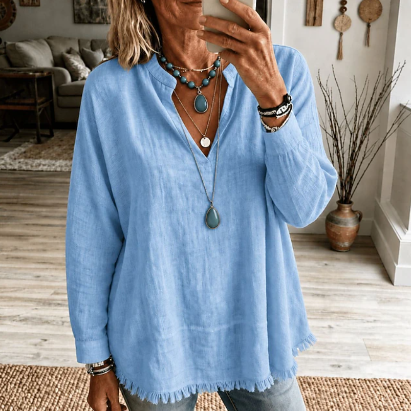 Jada | Relaxed V-Neck Tunic Blouse