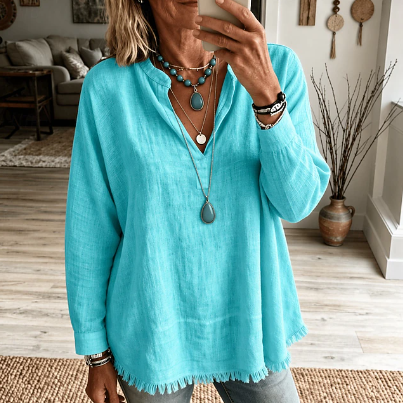 Jada | Relaxed V-Neck Tunic Blouse