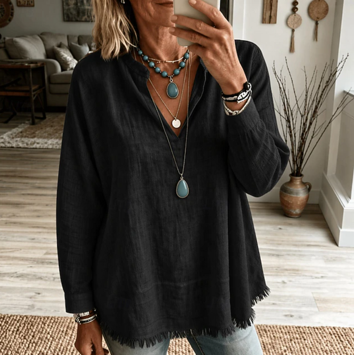Jada | Relaxed V-Neck Tunic Blouse