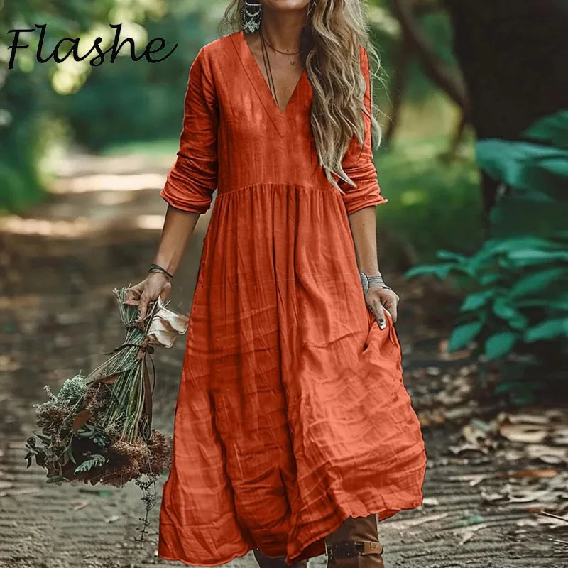 Petra - Cotton Linen Maxi Dress