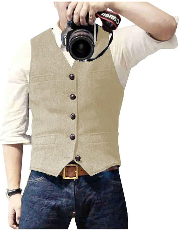 Bill | Classic Herringbone Tweed Waistcoat