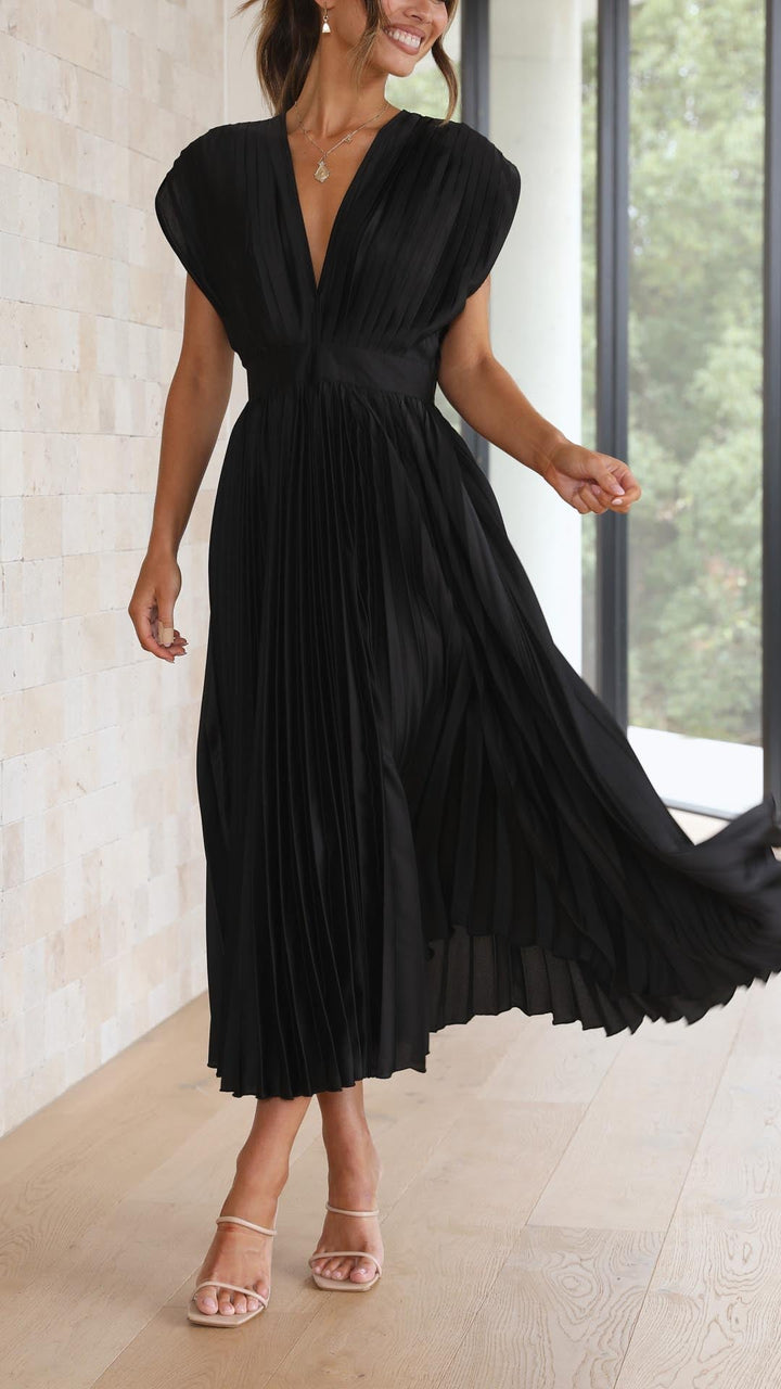 Leann | Pleated Maxi Wedding Guest Dress