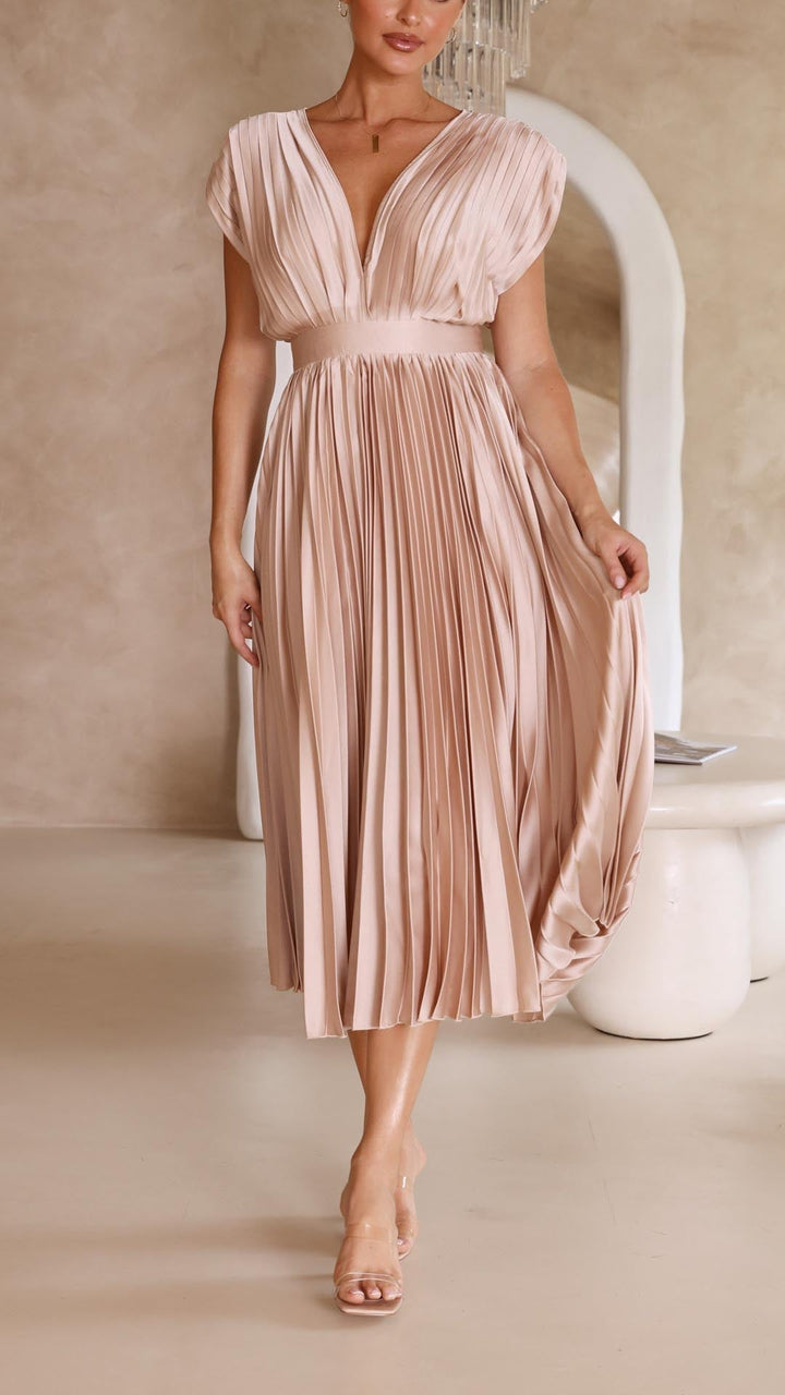 Leann | Pleated Maxi Wedding Guest Dress