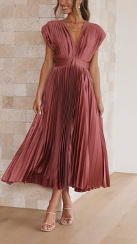 Leann | Pleated Maxi Wedding Guest Dress