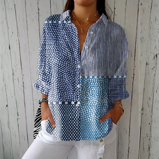 Women's Artistic Patchwork Print Blouse