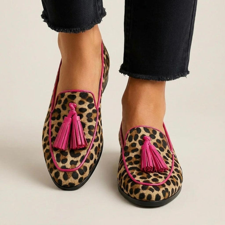 Lila | Panther Print Loafer with Tassel