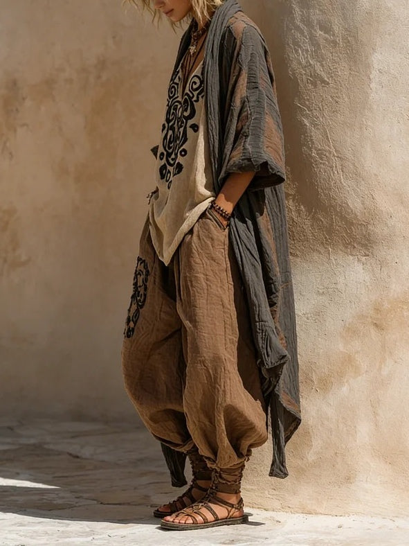 Maritza | Bohemian Art Print Three-Piece Clothing Set