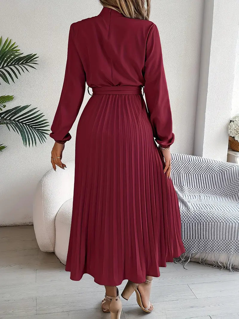 Tammie | Long-Sleeve Belted Waist Midi Dress