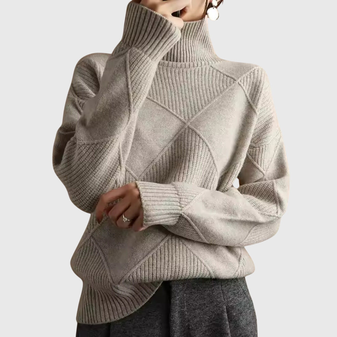 Tabatha | Geometric Turtleneck Sweater