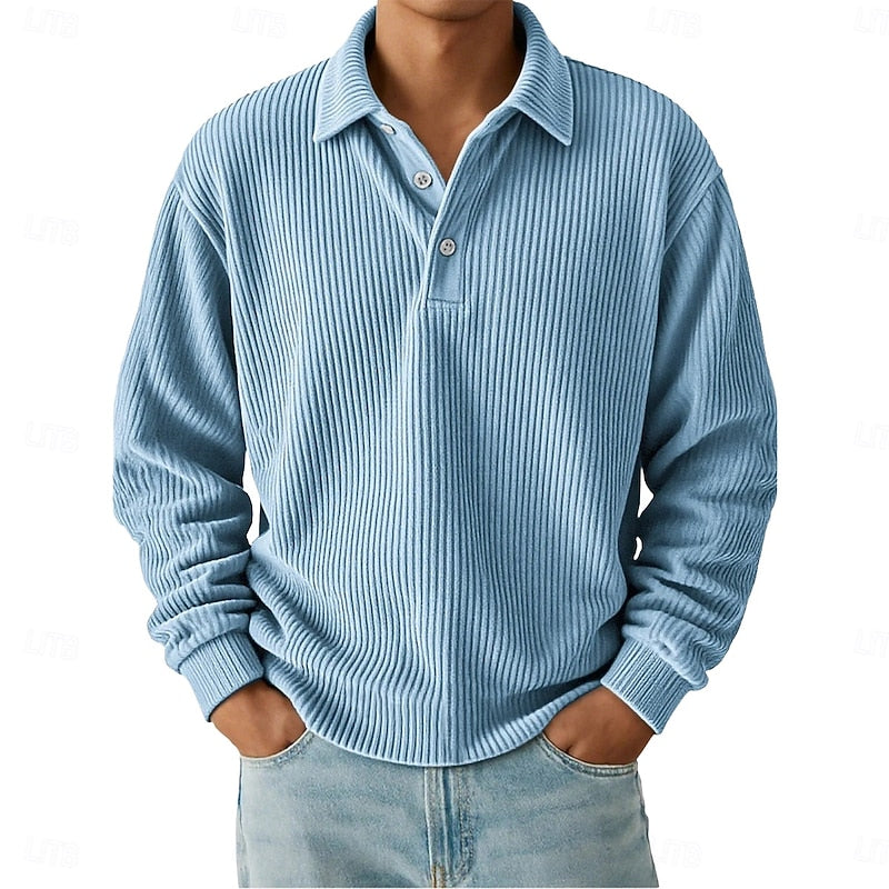 Troy | Textured Long-Sleeve Polo Shirt