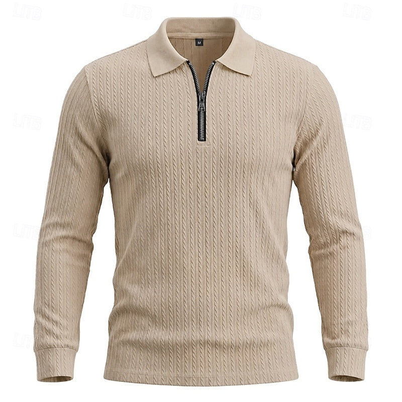 Mason | Textured Quarter-Zip Polo Shirt