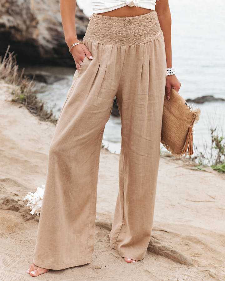 Angelique | Linen Wide-Leg Beach Pants