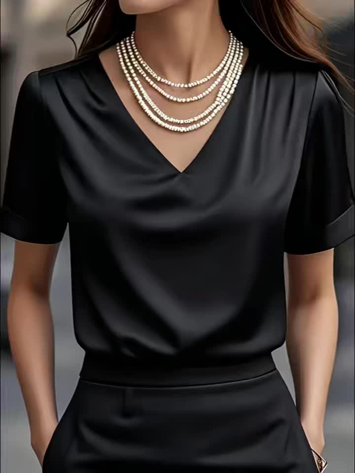 Alexis | Draped V-Neck Blouse