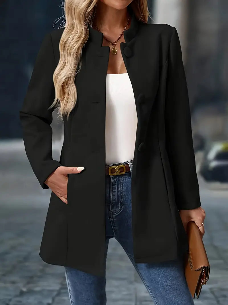 Sylvia | Elegant Stand-Collar Button Coat