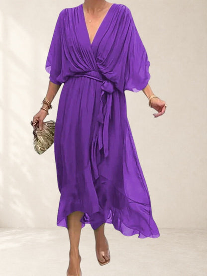 Women's Elegant V Neck A Line Dress