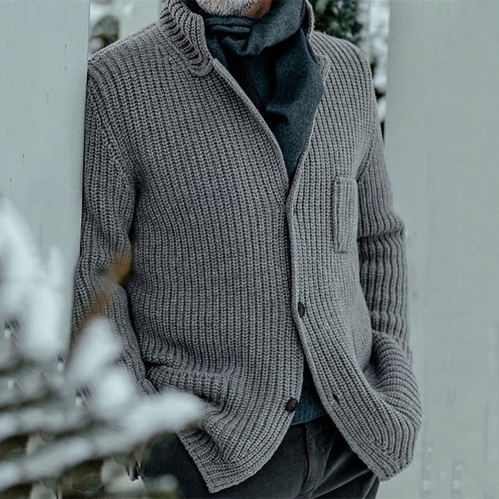 Victor | Ribbed Stand-Collar Cardigan