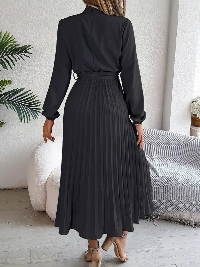 Tammie | Long-Sleeve Belted Waist Midi Dress