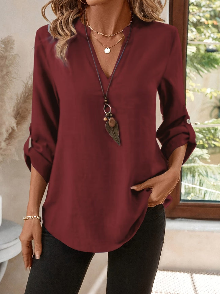 Angie | Classic V-Neck Long Sleeve Shirt