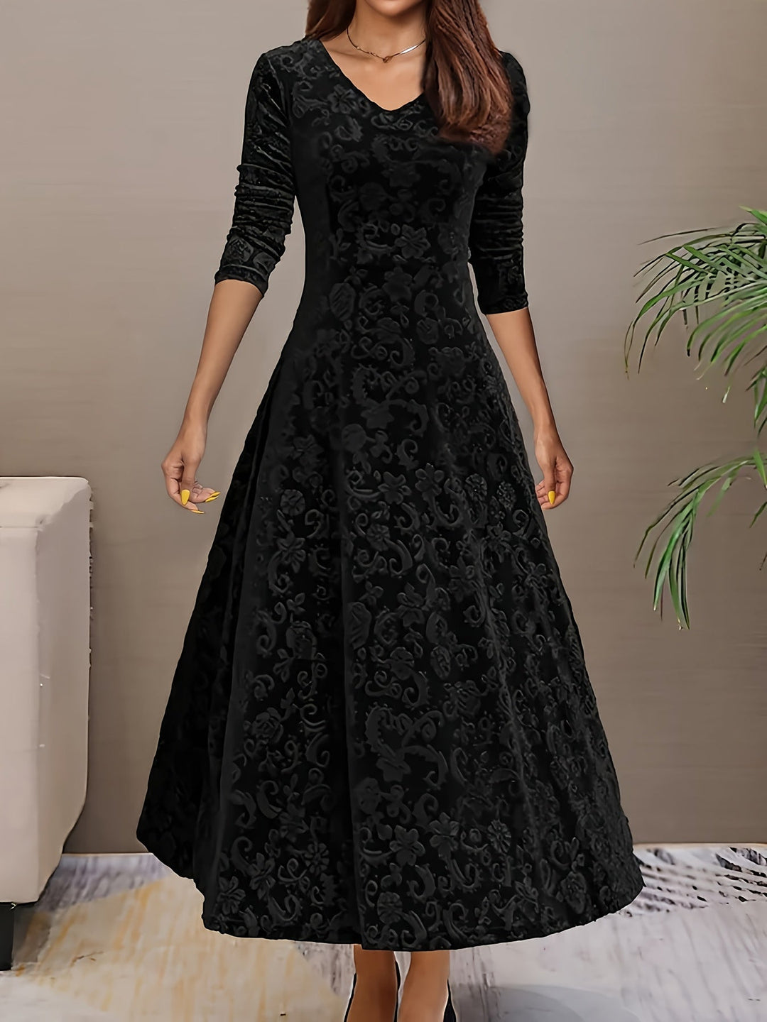 Christy | Elegant Long-Sleeve Midi Dress