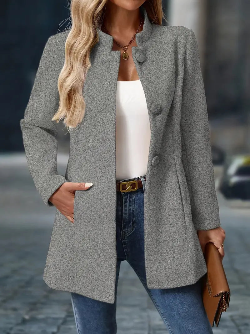 Sylvia | Elegant Stand-Collar Button Coat