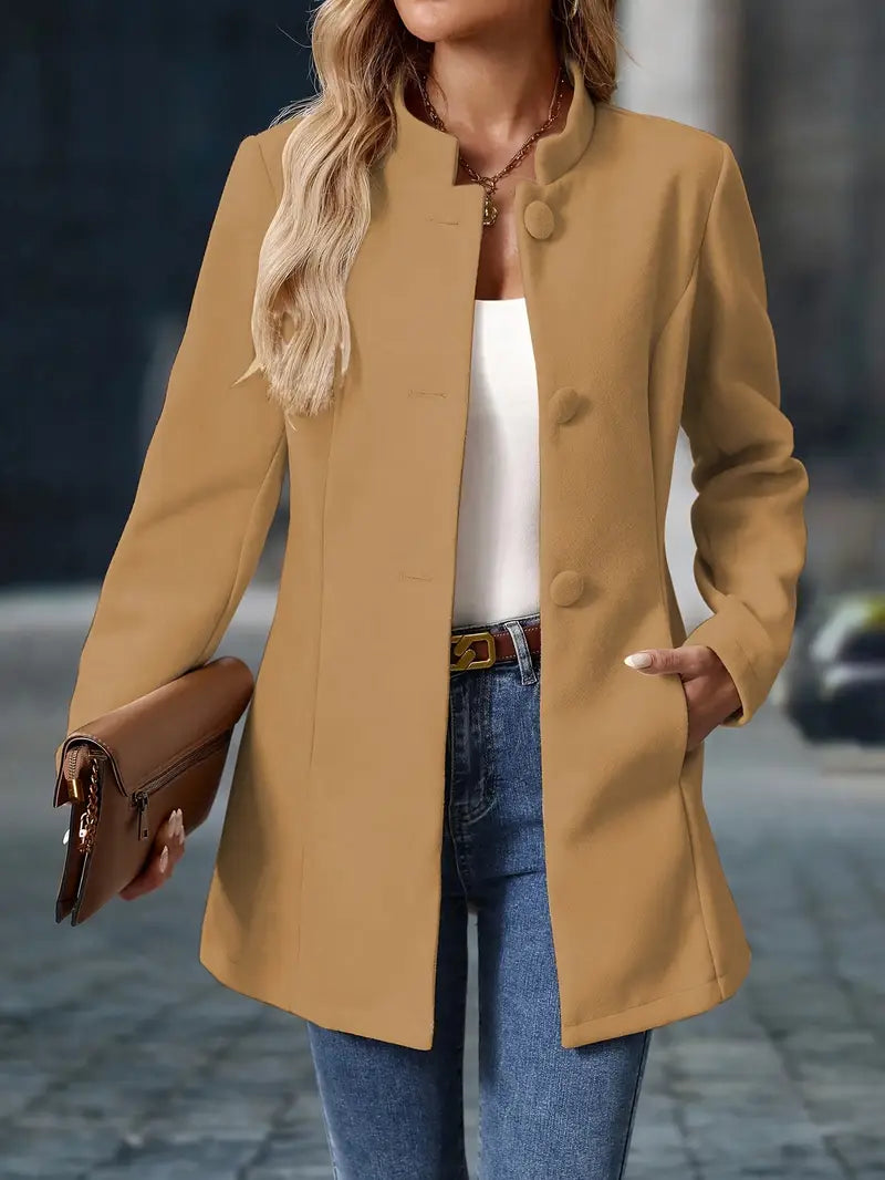 Sylvia | Elegant Stand-Collar Button Coat