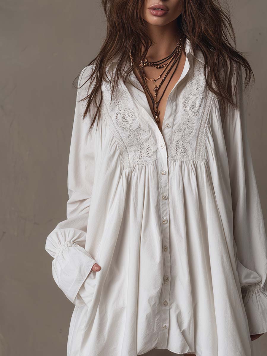 Lucia Lace Detail Shirt Dress