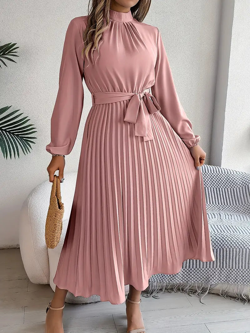 Tammie | Long-Sleeve Belted Waist Midi Dress