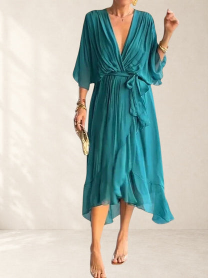 Women's Elegant V Neck A Line Dress