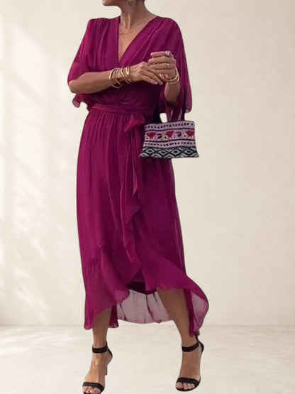 Women's Elegant V Neck A Line Dress