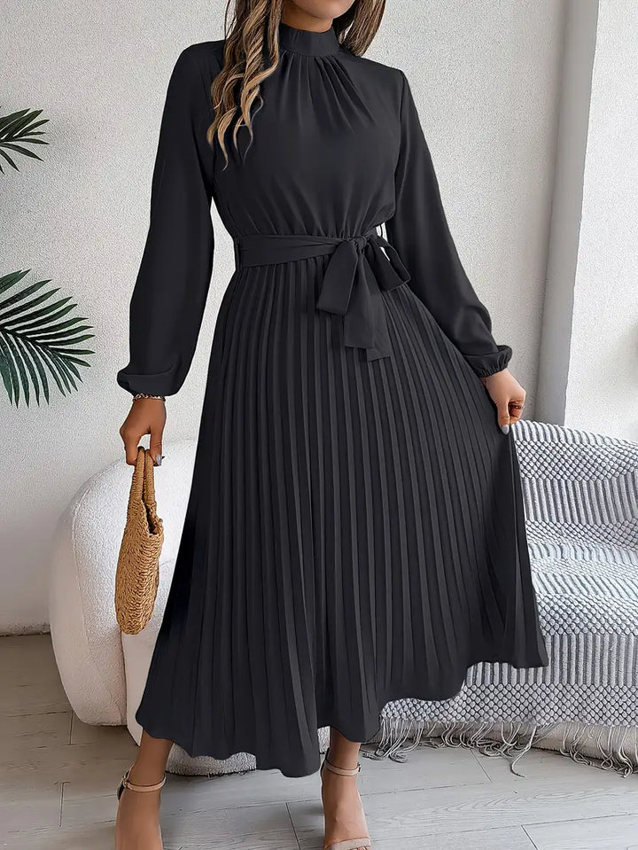 Tammie | Long-Sleeve Belted Waist Midi Dress