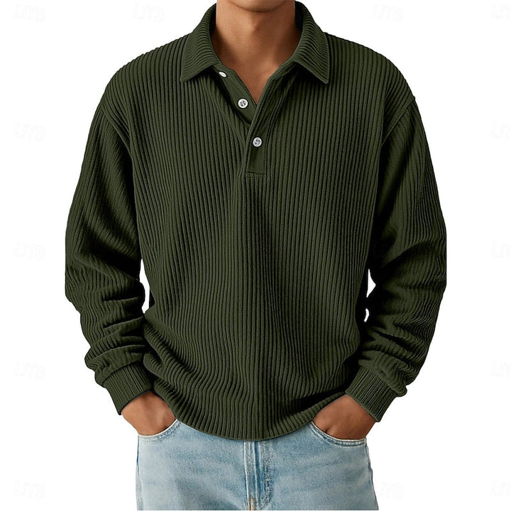 Troy | Textured Long-Sleeve Polo Shirt